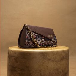 ZOUK Floral Printed Half Moon Sling Bag with Tasselled-2