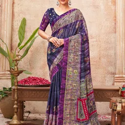 K 5 Fashion Floral Printed Pure Georgette Saree With Blouse Piece-image-99