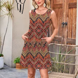 Outzidr Print Fit & Flare Mini Dress-image-65