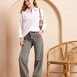 Mast & Harbour Lace Inserts Shirt Style Top-image-73