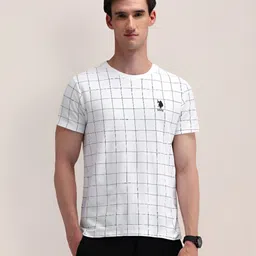U.S. Polo Assn. Men Checked Round Neck Cotton Slim Fit T-Shirt-image-19