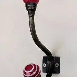 IndianShelf Red & White Printed Ceramic Wall Hook-25