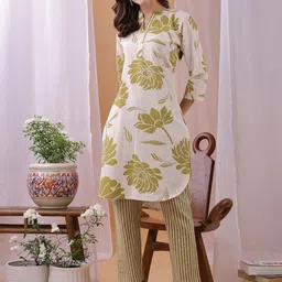Saanjh Floral Printed Pure Cotton Tunic & Trousers Co-Ord Set-picture-28