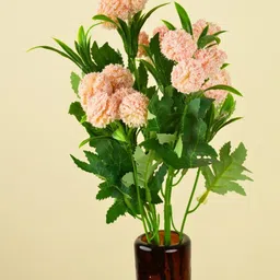 Interiors & More Peach Artificial Ball Flower Stick With Pot-41