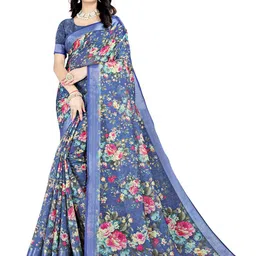 J 6 DESIGNER Floral Linen Blend Saree-image-62