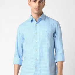 Van Heusen Sport Men Spread Collar Micro Checked Cotton Slim Fit Casual Shirt-image-78