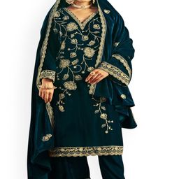 DRAVINAM Trends Floral Embroidered Velvet Unstitched Dress Material-image-88