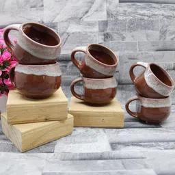 laghima jadon Brown Textured Ceramic Glossy Mugs Set of Cups and Mugs-15