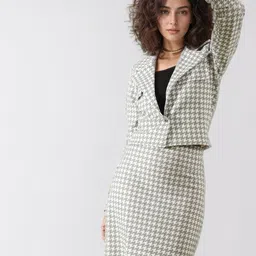 DressBerry Checked Blazer & Skirt Co-ord Set-image-30