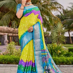 KALINI Women Warli Zari Silk Blend Bomkai silk Saree-picture-46