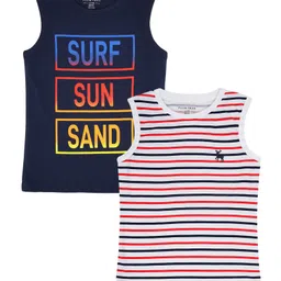 PLUM TREE Boys Typography 2 Striped Applique T-shirt-35