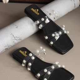 AROOM Women Embellished Open Toe Flats-image-6