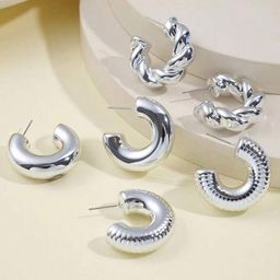 Jewels Galaxy Contemporary Half Hoop Earrings-picture-12