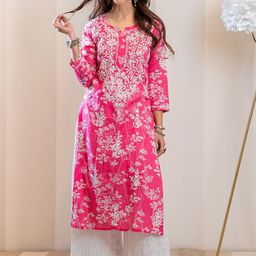 GoSriKi Women Floral Embroidered Chikankari Kurta-picture-22