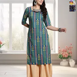 HERE&NOW Women Pack Of 3 Ethnic Motifs Printed Daily Straight Kurtas-image-56