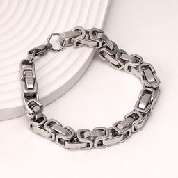 French Accent Men Silver-Plated Link Bracelet-image-95