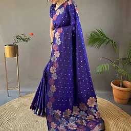 AMRUTKALA SAREES Ethnic Motifs Zari Silk Blend Designer Banarasi Saree-image-57