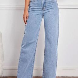 Z & G trends Women Wide Leg High-Rise Low Distress Jeans-image-98