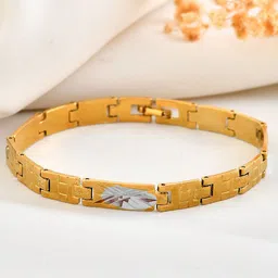 VOJ Men Brass Gold-Plated Link Bracelet-image-88