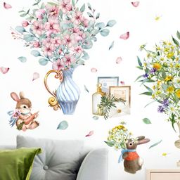 Asian royal Blue & Green Floral and Botanical Printed Self Adhesive Wall Sticker-image-24