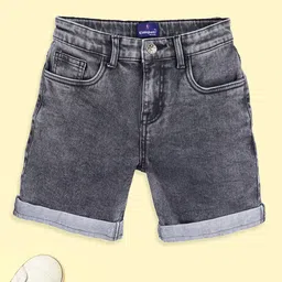 KiddoPanti BoysKnee Length Denim Roll-Up Shorts-image-13