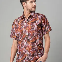 Mast & Harbour Floral Printed Spread Collar Short Sleeves Relaxed Fit Shirt-image-78