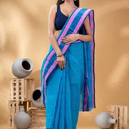 DESH BIDESH Striped Printed Pure Cotton Taant Saree-picture-9