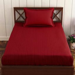 Trance Home Linen Striped Cotton 200 TC Single Bedsheet with 1 Pillow Covers 1.98m x 91cm-image-42