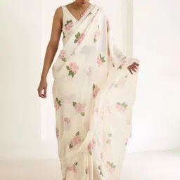 STAVA CREATION Floral Pure Linen Saree-picture-58