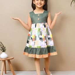PINK MERMAID Kids-Girls Floral Print Sleeveless A-Line Cotton Dress-image-88