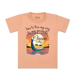 Arvesa Kids Typography Printed V-Neck Applique T-shirt-58