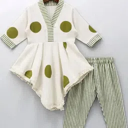 YK Girls Green Cotton Blend Printed Kurta Sets-picture-28