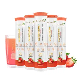 Dr Vedic Set Of 5 Glutathione Effervescent Tablets- 20 Tablets Each- Strawberry-image-6