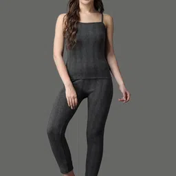 BAESD Women Striped Sleeveless Cotton Winter Thermal Set-image-63