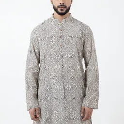 Inkriti Men Printed Sequinned Handloom Organic Cotton Kurta-picture-18