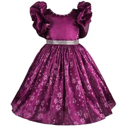 Wish Karo Girls Floral Printed Flared Sleeve Fit & Flare Dress-46