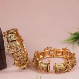 Anouk Set Of 2 Gold-Plated Stone Studded Antique Bangles-50