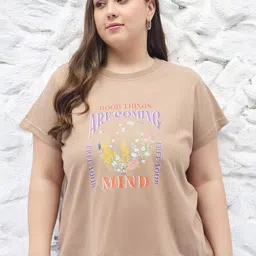 DressBerry Curve Women Plus Size Typography Printed Round Neck T-shirt-image-30