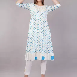 JIDI FASHION Women Geometric Printed Round Neck Anarkali Kurta-picture-0