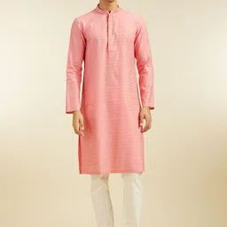 Diwas by Manyavar Floral Woven Design Mandarin Collar Pastels Straight Kurta-picture-43