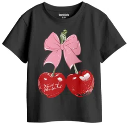 BonOrganik Girls Graphic Printed Round Neck Cotton T-shirt-image-12