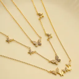 AQUASTREET 18K Gold Plated Waterproof & Anti-Tarnish Zircon Butterfly Pendant Necklace-picture-28