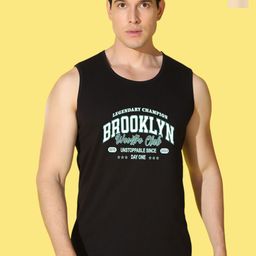 WOOSTRO Pack Of 2 Printed Combed Cotton Gym Vests VWS26(ALONE RUST)(BKLN BLACK)-49