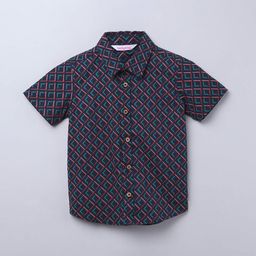 taffykids Boys Relaxed FitSpread Collar Geometric Printed Casual Shirt-image-68