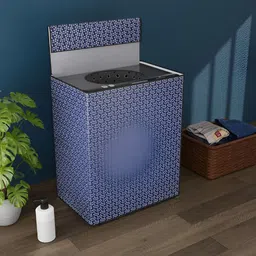 Myntra Elegant Homes Blue & White Printed Washing Machine Cover-image-31