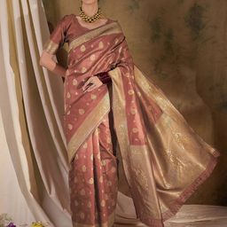 SHADOW & SAINING Ethnic Motifs Zari Silk Blend Banarasi Saree-picture-28