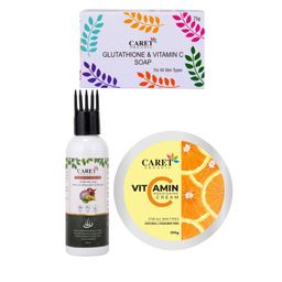 CARET ORGANIC Set Of 3 Glutathione Soap With Vitamin C Nourishing Cream & Hair Oil-54
