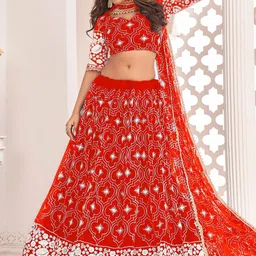 F Plus Fashion Girls Green Net Semi-Stitched Lehenga Choli-picture-27