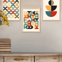 Kotart Brown & Red 3 Pieces Wooden Abstract Printed Wall Art-picture-31