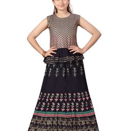 BAESD Girls Ethnic Motifs Printed Cotton Ready to Wear Lehenga & Blouse With Dupatta-picture-46